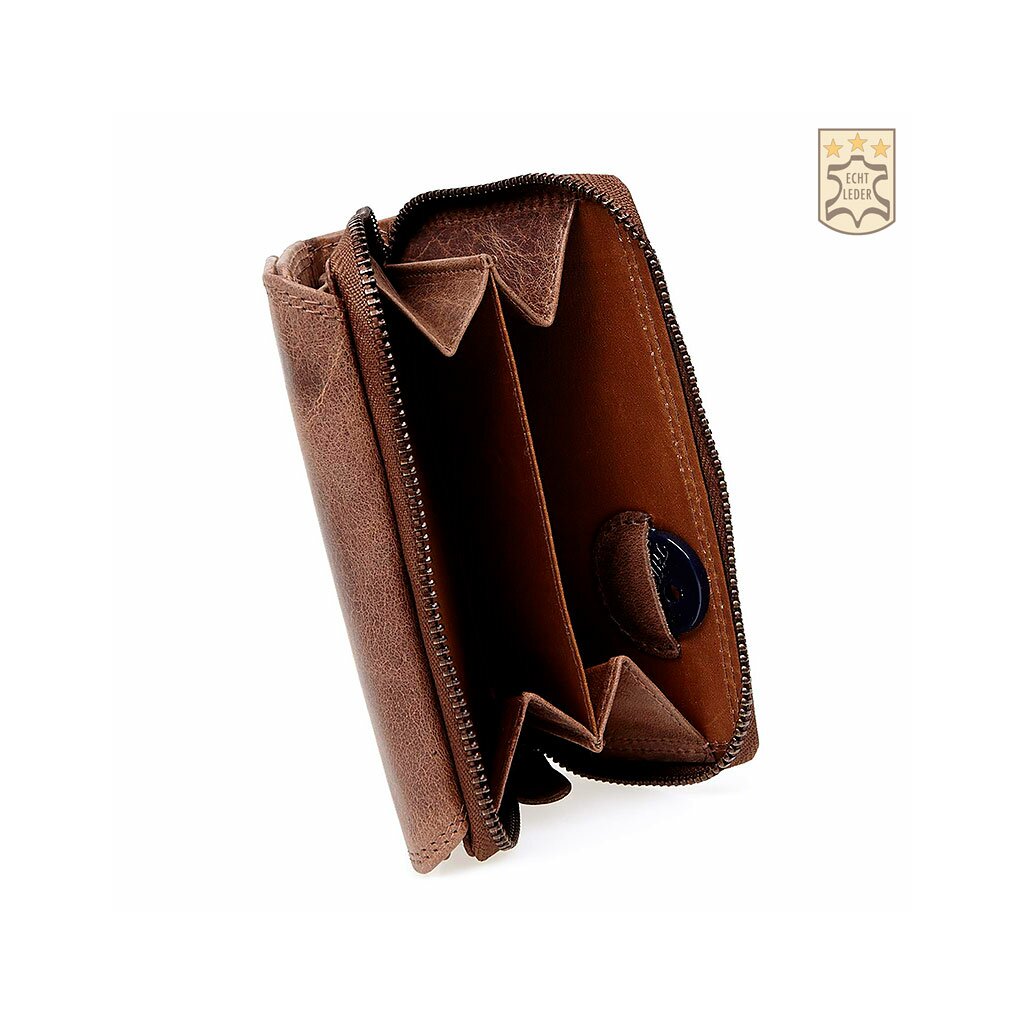 Wild Only - Dames Portemonnee - Buffel Leder - 12x9x3 cm - Cognac