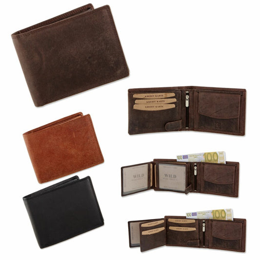 Heren Portemonnee - Buffel Lederen Billfold - Laag model - 13 Pasjes - Cadeautip Heren - Leer - Zwart, Bruin, Lichtbruin